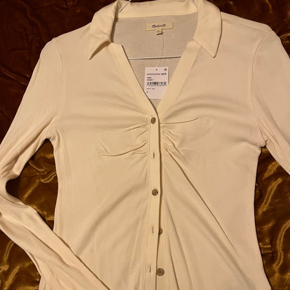 Madewell Ribbed Button-Up Women's Top size medium